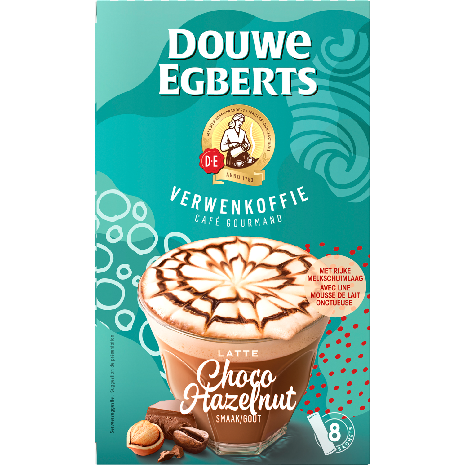 Douwe Egberts Oploskoffie Latte Choco Hazelnut 8 Stuks