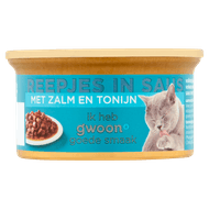 G'woon Kat premium reepjes zalm & tonijn in saus