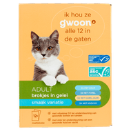 G'woon Kattenvoer brokjes in gelei vis variatie 12 stuks