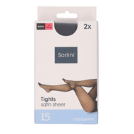 Panty 15 denier lycra zwart 48/50 2 st