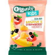 Organix Kids knabbels banana & strawberry hearts