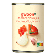 G'woon Tomatenblokjes met knoflook en ui