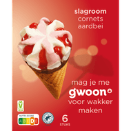 G'woon Cornets aardbei slagroom 6 stuks