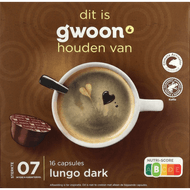 G'woon Koffiecups lungo dark sterkte 8