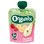 Organix Knijpzakje pear-banana-raspberry 4+ maanden