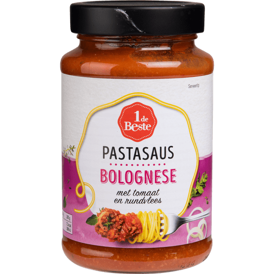 Foto van 1 de Beste Pastasaus bolognese op witte achtergrond