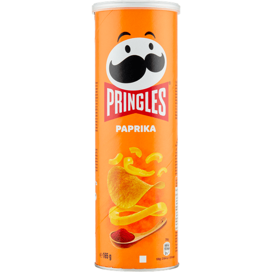 Foto van Pringles Chips paprika op witte achtergrond