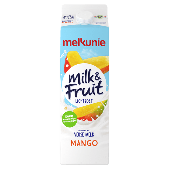 Foto van Melkunie Milk & fruit mango op witte achtergrond