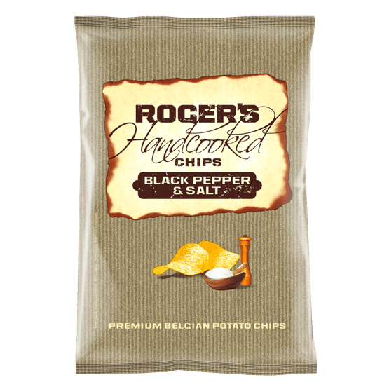 Foto van Rogers Handcooked chips salt-black pepper op witte achtergrond