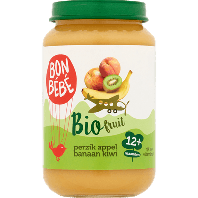 Bonbébé Fruithapje 12+ maanden perzik-appel-banaan-kiwi
