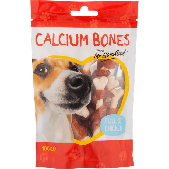 Foto van Mr. Goodlad Hondensnacks calcium bones op witte achtergrond