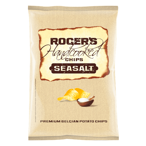 Foto van Rogers Chips handcooked seasalt op witte achtergrond