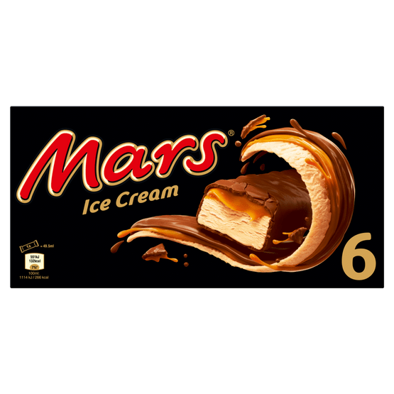 Foto van Mars Icecream 6 stuks op witte achtergrond