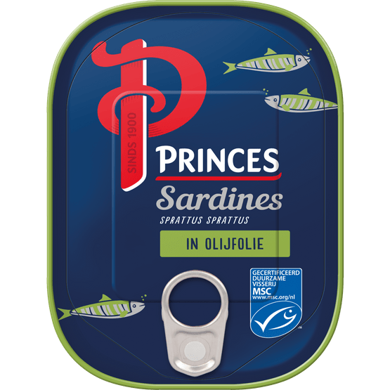 Foto van Princes Sardines in olijfolie op witte achtergrond