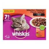 Whiskas Pouch senior vlees selectie in saus 7+ 12 stuks