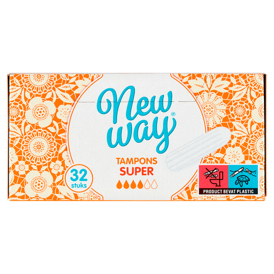 Foto van New Way Tampons super op witte achtergrond