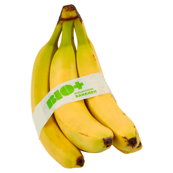 Foto van Biologische fairtrade bananen op witte achtergrond