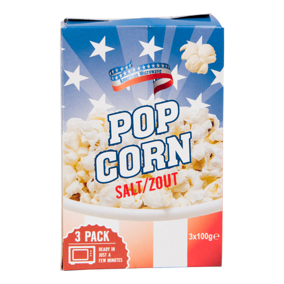 Foto van American Popcorn zout op witte achtergrond