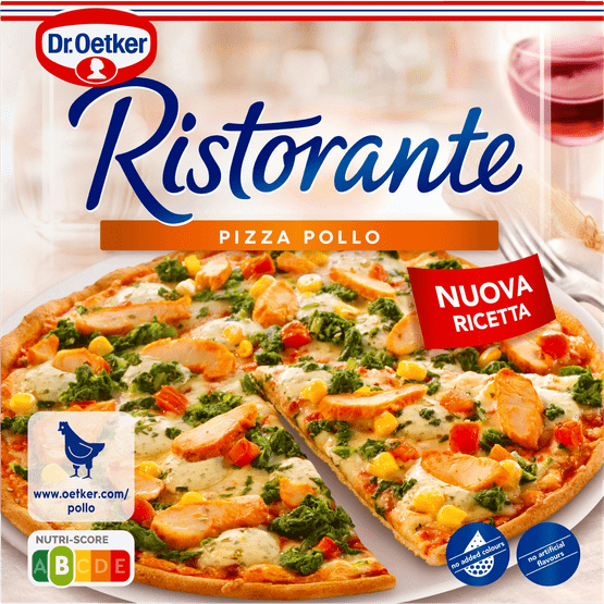 Foto van Dr. Oetker Ristorante pizza pollo op witte achtergrond