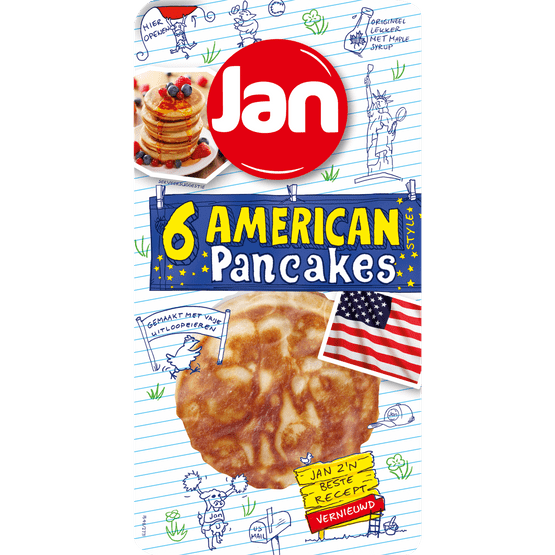 Foto van Jan American pancake naturel 6 stuks op witte achtergrond