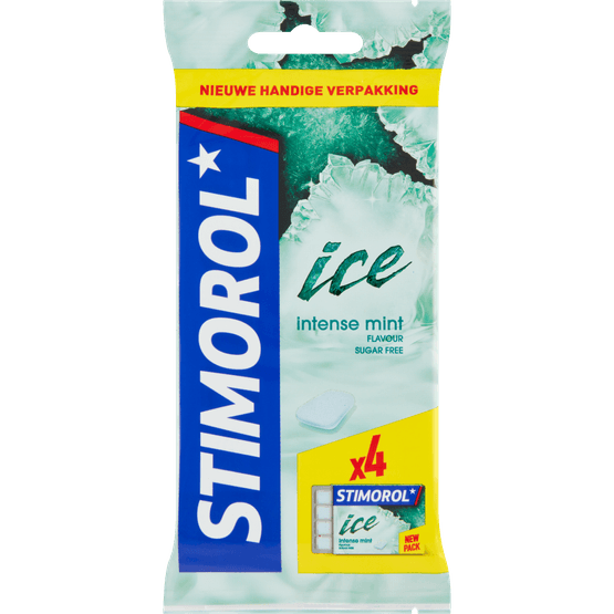 Foto van Stimorol Kauwgom ice intense mint 4 stuks op witte achtergrond