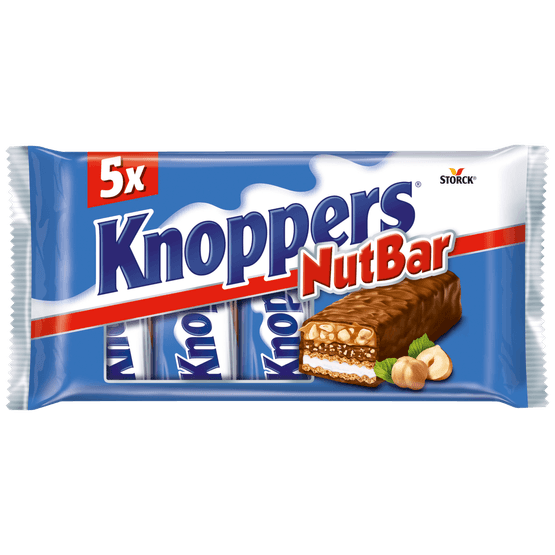 Foto van Knoppers Nutbar 5 stuks op witte achtergrond