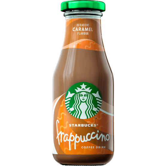 Foto van Starbucks Frappuccino caramel op witte achtergrond