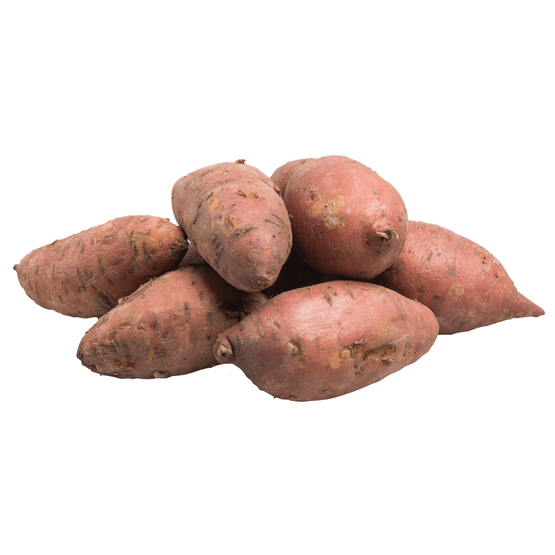 Foto van Zoete aardappelen op witte achtergrond