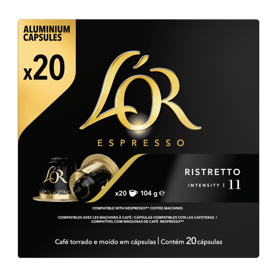 Foto van L'Or Espresso Ristretto Koffiecups Voordeelpak op witte achtergrond
