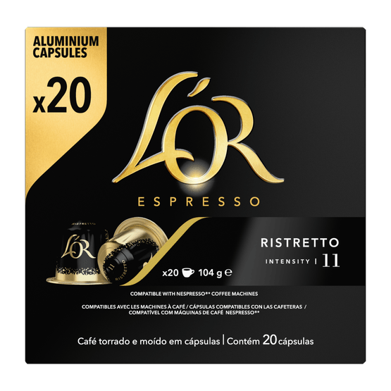 Foto van L'Or Espresso Ristretto Koffiecups Voordeelpak op witte achtergrond