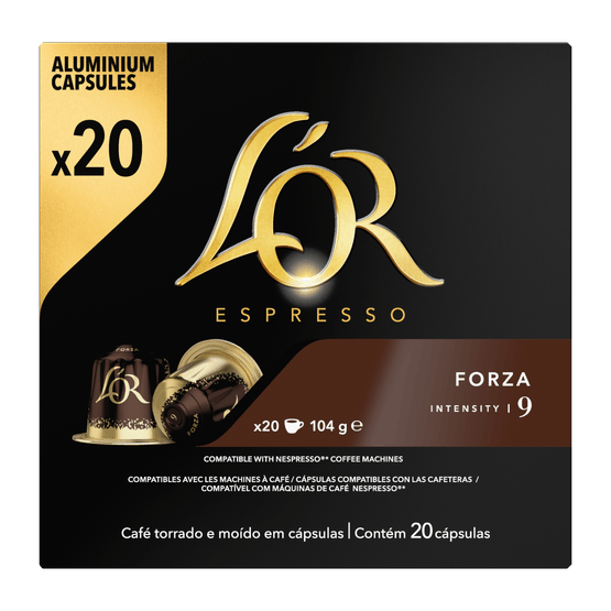 Foto van L'Or Espresso Forza Koffiecups Voordeelpak op witte achtergrond