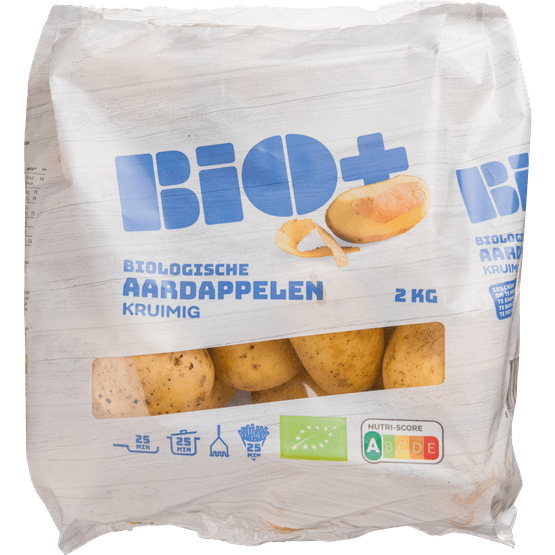 Foto van Bio+ Biologische aardappelen kruimig op witte achtergrond