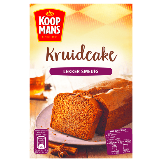 Foto van Koopmans Oud Hollandse kruidcake mix op witte achtergrond