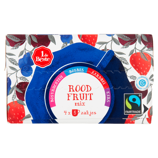 Foto van 1 de Beste Vruchtenthee rood fruit mix kop 20 zakjes op witte achtergrond