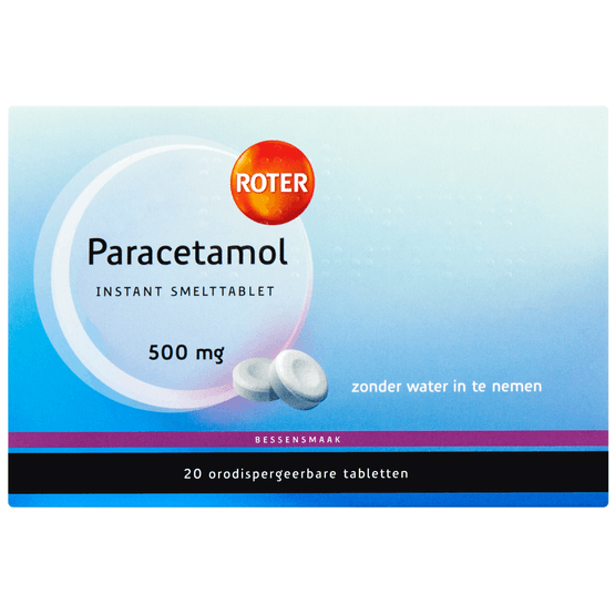 Foto van Roter Paracetamol smelttablet bessen 500 mg op witte achtergrond