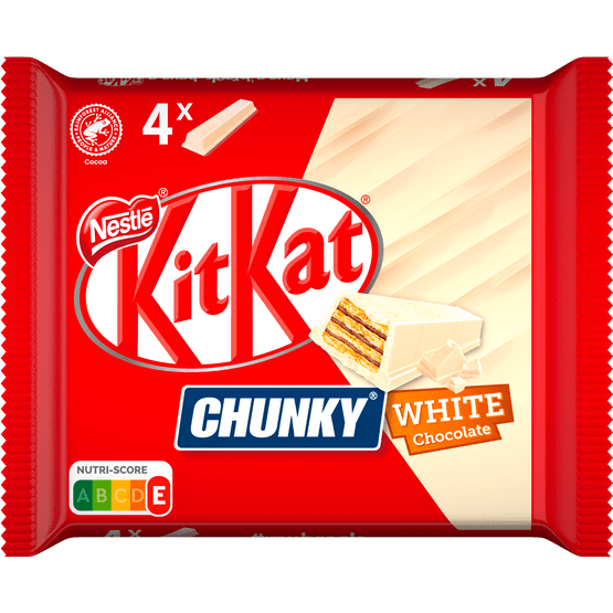Foto van Nestlé Kitkat chunky white 4 stuks op witte achtergrond
