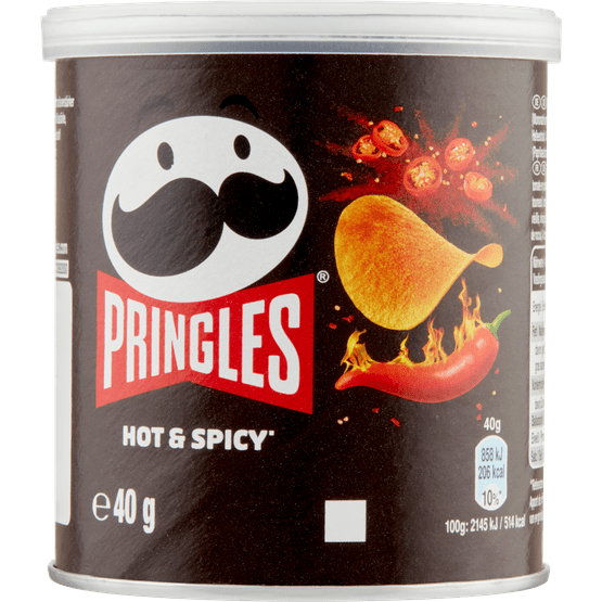 Foto van Pringles Chips hot & spicy op witte achtergrond