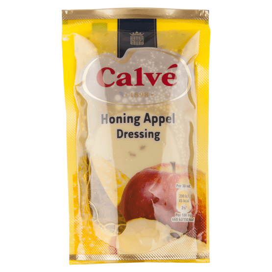 Foto van Calvé Dressing honing appel op witte achtergrond