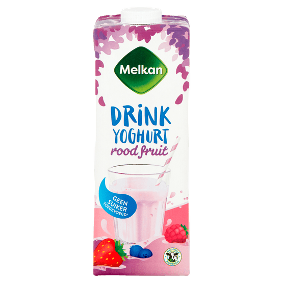 Foto van Melkan Drinkyoghurt rood fruit op witte achtergrond