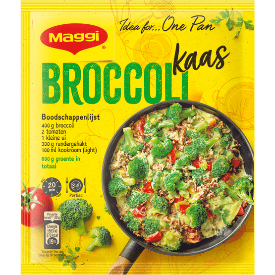Foto van Maggi Dagschotel broccoli kaas op witte achtergrond