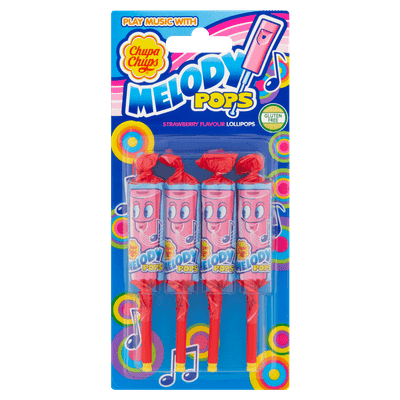 Chupa Chups Fluit lollies Melody Pops Aardbei Lollies Uitdeel SnoepPak 4 stuks