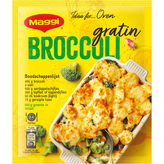 Foto van Maggi Ovenschotel kip-broccoli gratin op witte achtergrond