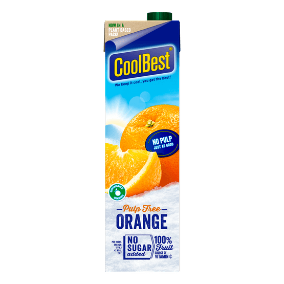 Foto van CoolBest Orange pulp free op witte achtergrond