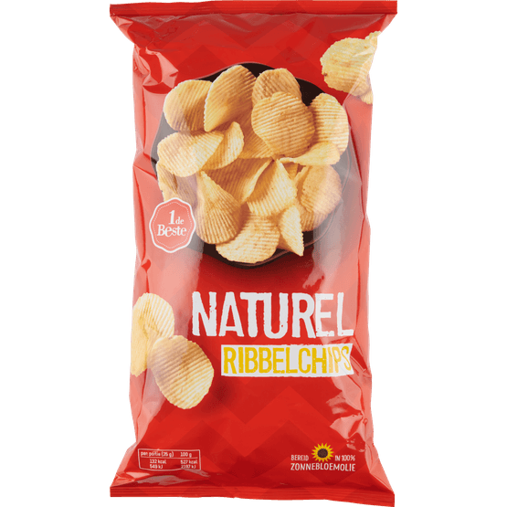 Foto van 1 de Beste Ribbelchips naturel op witte achtergrond