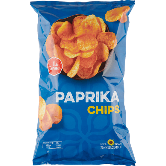 Foto van 1 de Beste Chips paprika op witte achtergrond