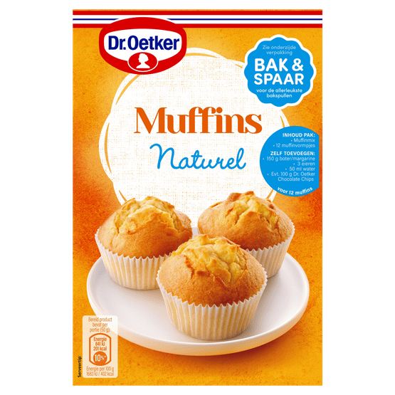 Foto van Dr. Oetker Mix voor muffins op witte achtergrond