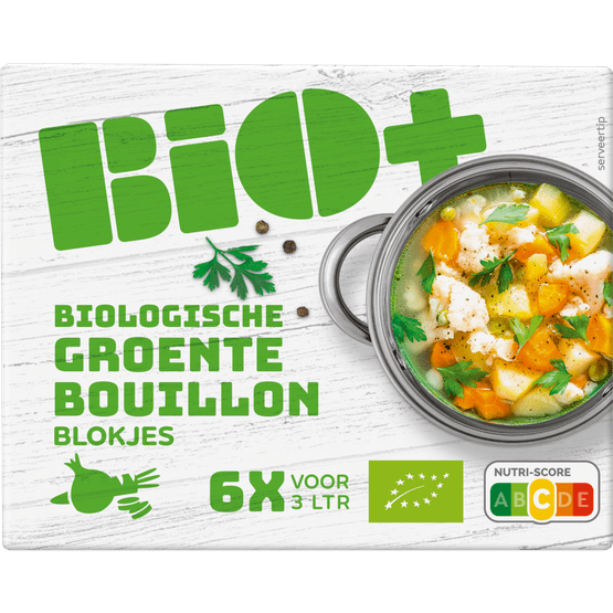 Foto van Bio+ Bouillonblokjes groente op witte achtergrond