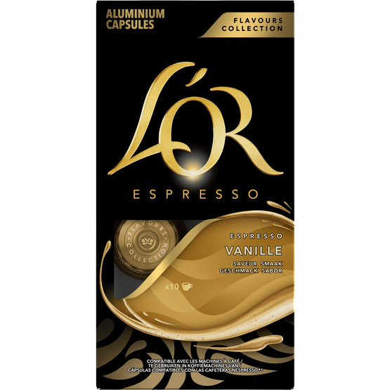 Foto van L'Or Koffiecups espresso vanille op witte achtergrond