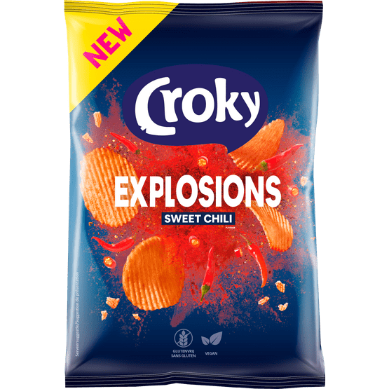 Foto van Croky Chips explosions sweet chili op witte achtergrond