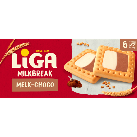 Foto van Liga Milkbreak melk choco 6 x 2 stuks op witte achtergrond